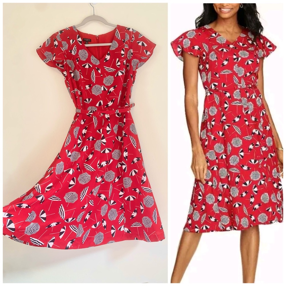 Talbots Petite Red Beach Umbrella Dress